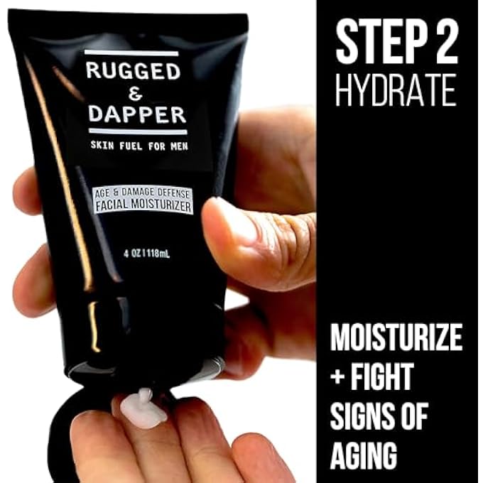 RUGGED & DAPPER مجموعة العناية بالبشرة اليومية للرجال | تشمل مرطب الدفاع ضد الشيخوخة + الأضرار وغسول الوجه المقشر اليومي - Image 4